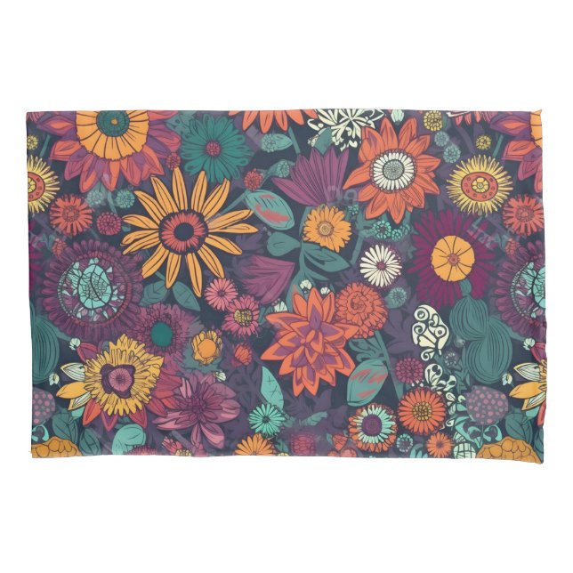Floral Pattern, A Bouquet of Colourful Flowers, Pillowcase (Front)