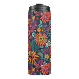 Floral Pattern, A Bouquet of Colourful Flowers Thermal Tumbler