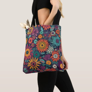 Floral Pattern, A Bouquet of Colourful Flowers, Tote Bag