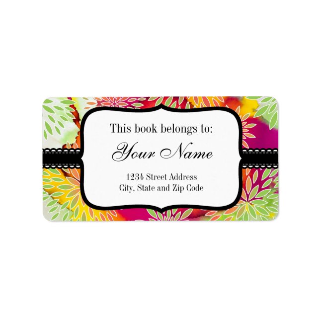 Floral Pattern and Watercolor Abstract Painting Label (Front)