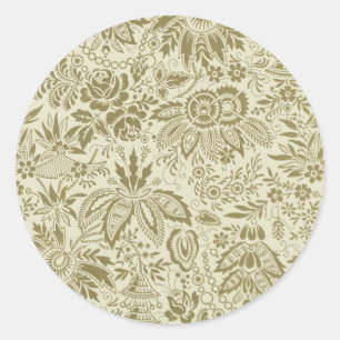 Floral Pattern Antique Damask Paisley Classic Round Sticker