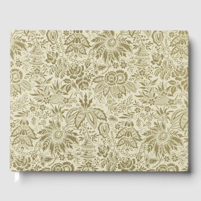 Floral Pattern Antique Damask Paisley Guest Book (Front)