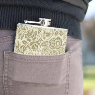 Floral Pattern Antique Damask Paisley Hip Flask