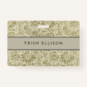 Floral Pattern Antique Damask Paisley ID Badge