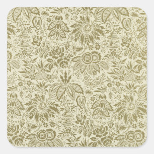 Floral Pattern Antique Damask Paisley Square Sticker