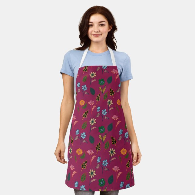 Floral Pattern Apron (Worn)