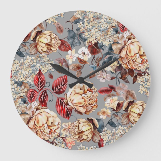 Floral pattern, art nouveau style. large clock (Front)