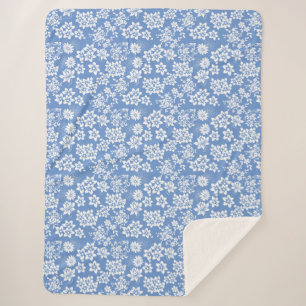 Floral pattern.b L Blue BG Sherpa Blanket