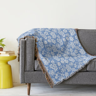 Floral pattern.b L Blue BG Throw Blanket