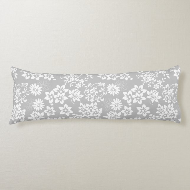 Floral pattern.b L Grey BG Body Cushion (Front)