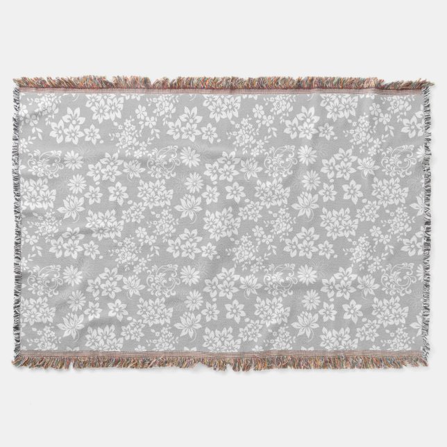 Floral pattern.b L Grey BG Throw Blanket (Front)