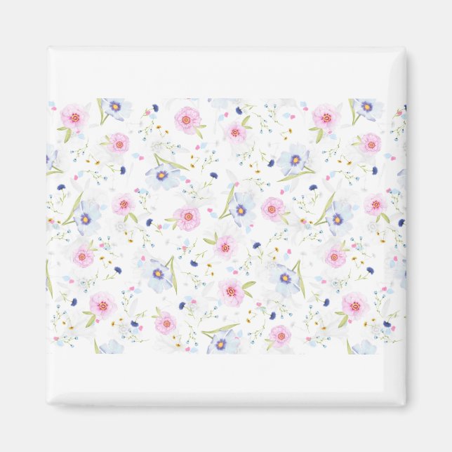 Floral Pattern Background Digital Paper Magnet (Front)