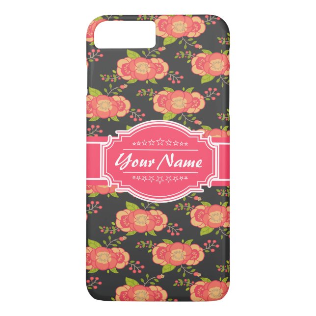 Floral Pattern Background Pink Personalised Name Case-Mate iPhone Case (Back)