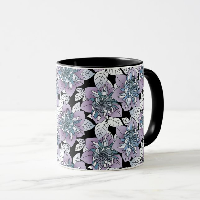 Floral Pattern Background White Pink Flower Mug (Front Right)