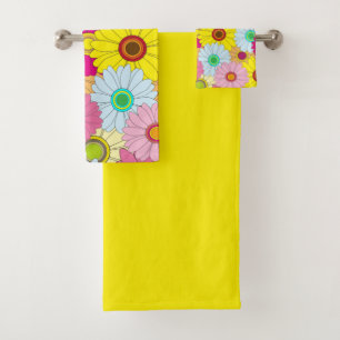 floral pattern bath towel set