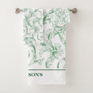 Floral Pattern Bath Towel Set