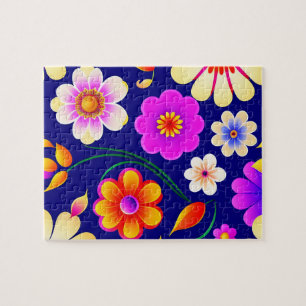 Floral Pattern Beautiful Colourful Flowers Jigsaw Puzzle