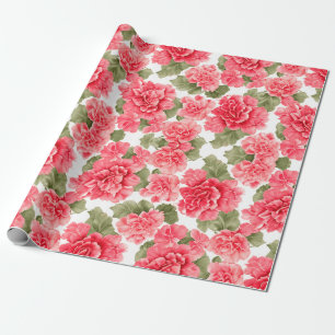 Floral Pattern Begonia Flowers Wrapping Paper