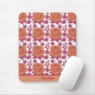 Floral pattern big blossom with personalised name mouse mat