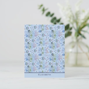 Floral pattern big blossom with personalised name postcard