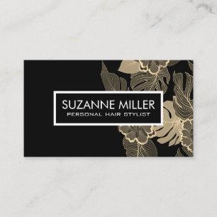 Floral Pattern   Black Business Card