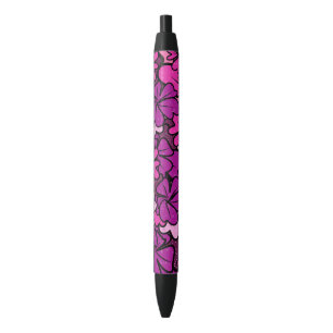 Floral pattern black ink pen