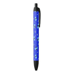 Floral pattern black ink pen