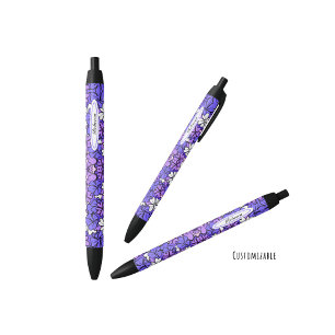 Floral pattern black ink pen