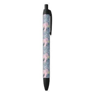 Floral Pattern Black Ink Pen