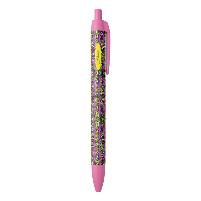 Floral pattern blue ink pen (Bottom (Vertical))