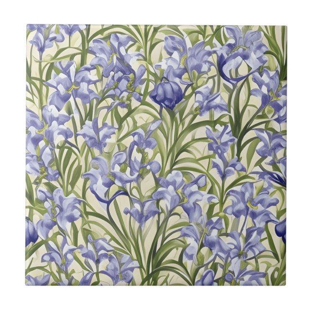 Floral Pattern Bluebell Flowers Tile (Front)