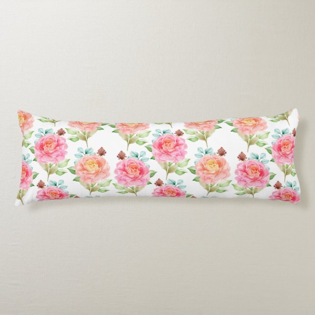 Floral Pattern Body Pillow (Front)