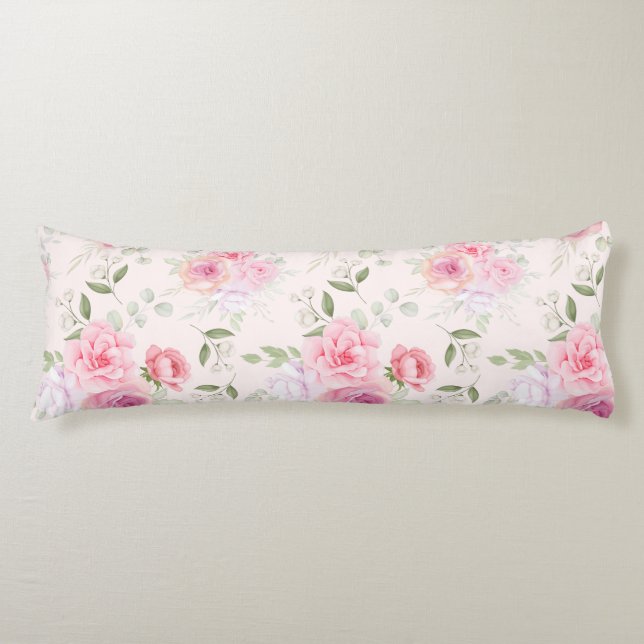 Floral Pattern Body Pillow (Front)