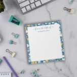 Floral Pattern Border From the Desk of Notepad<br><div class="desc">Floral from the desk of notepad in white with a border featuring a flower pattern in blue with yellow,  pink,  white,  and pale blue flowers. From the desk of is written in a pretty script with your name beneath in blue.</div>