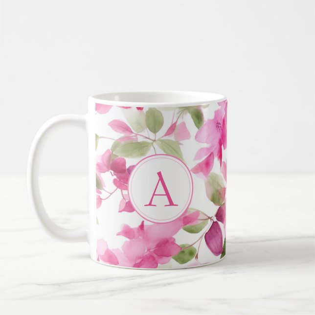 Floral Pattern Bougainvillea Alphabet Coffee Coffee Mug (Left)