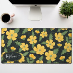 Floral Pattern Buttercup Flowers Personalised Desk Mat<br><div class="desc">Immerse yourself in nature's tranquillity with this cute girly Floral Pattern Buttercup Flowers Personalised Desk Mat. Covered in a sophisticated pattern of vibrant buttercup blossoms, it effortlessly captures the spirit of a blooming meadow. The floral design combines both the vivid colours of yellow and green buttercup flowers and the subtle...</div>