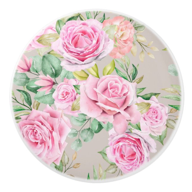 Floral pattern ceramic knob (Front)