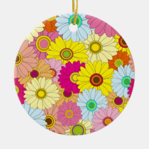 floral pattern ceramic tree decoration