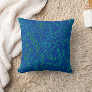 Floral Pattern classic Green tone A02.b Blue Cushion