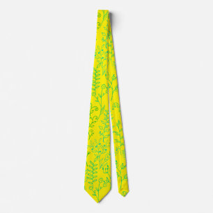 Floral Pattern classic Green tone A02. B Yellow BG Tie