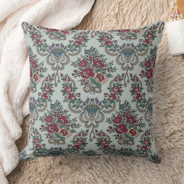 Floral Pattern Colourful Trendy Flowers and Leaves Cushion (Blanket)