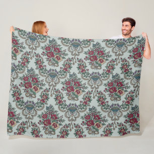 Floral Pattern Colourful Trendy Flowers and Leaves Fleece Blanket