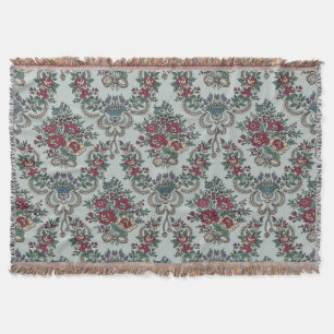 Floral Pattern Colourful Trendy Flowers and Leaves Throw Blanket