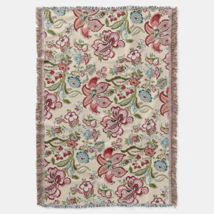 Floral Pattern Colourful Trendy Flowers Pink Green Throw Blanket