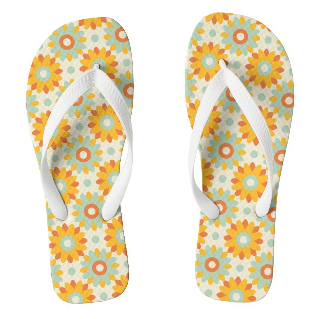 floral pattern colourful wild flowers abstract flip flops (Footbed)