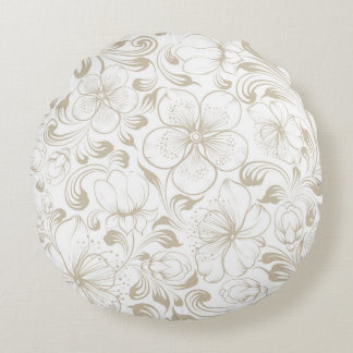 Floral Pattern Custom Grade A Cotton (16") Throw Round Cushion
