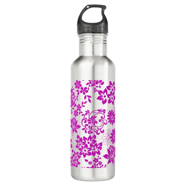 Floral pattern D02.pink.b 710 Ml Water Bottle (Front)