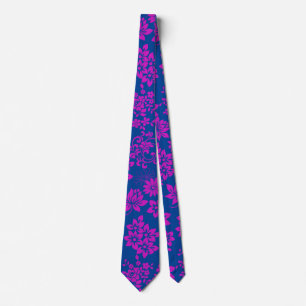 Floral pattern D02.pink.b Blue BG Tie
