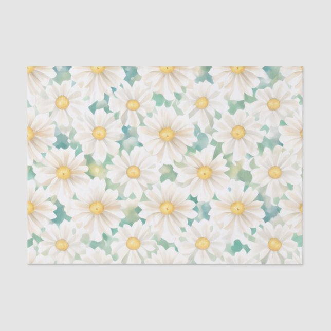 Floral Pattern Daisy Flowers Tissue Paper (Front)