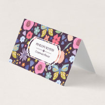 Floral Pattern Dark Plum & Mauve Business Card